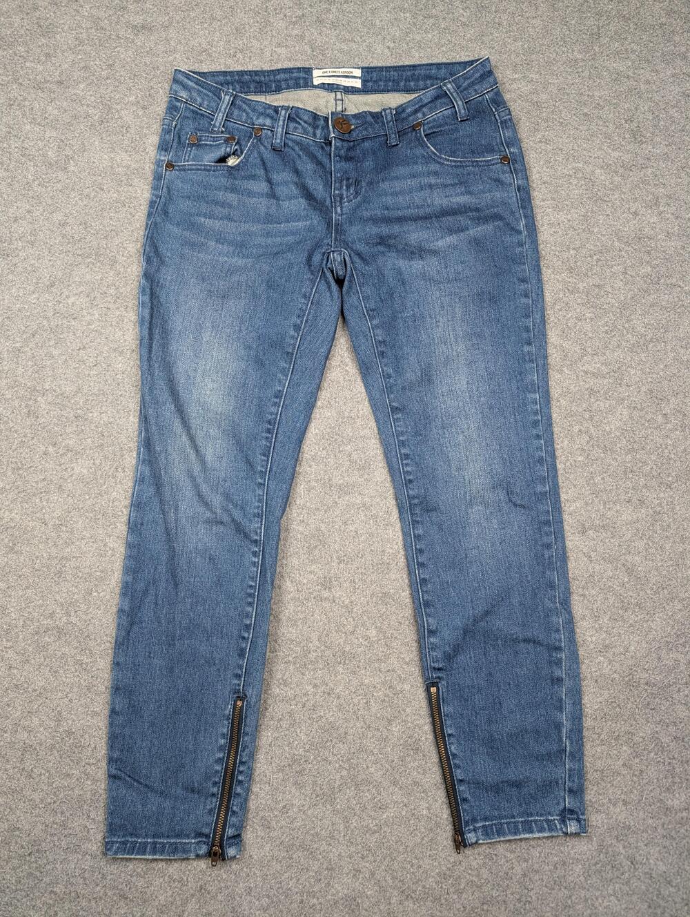 One Teaspoon Freebird II Jeans Womens 27 Blue Med Wash Skinny Ankle Zip Denim